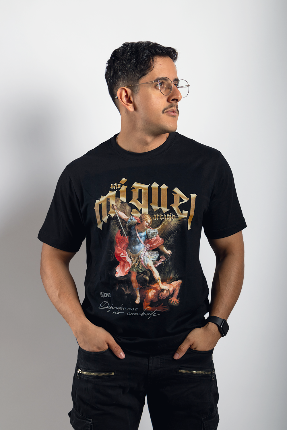 Camiseta São Miguel Arcanjo 'Combate' - Preto ref 3222