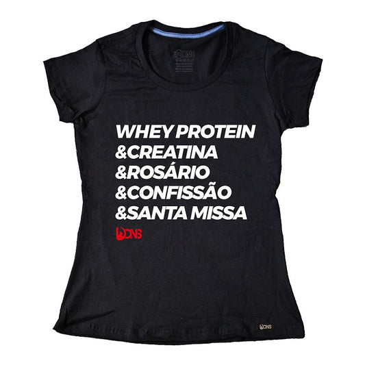 Women’s Fitted Tee – Whey, Confession, and Mass