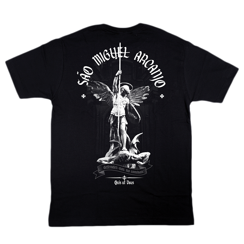 Camiseta São Miguel Arcanjo Preto Monocromático - ref 217