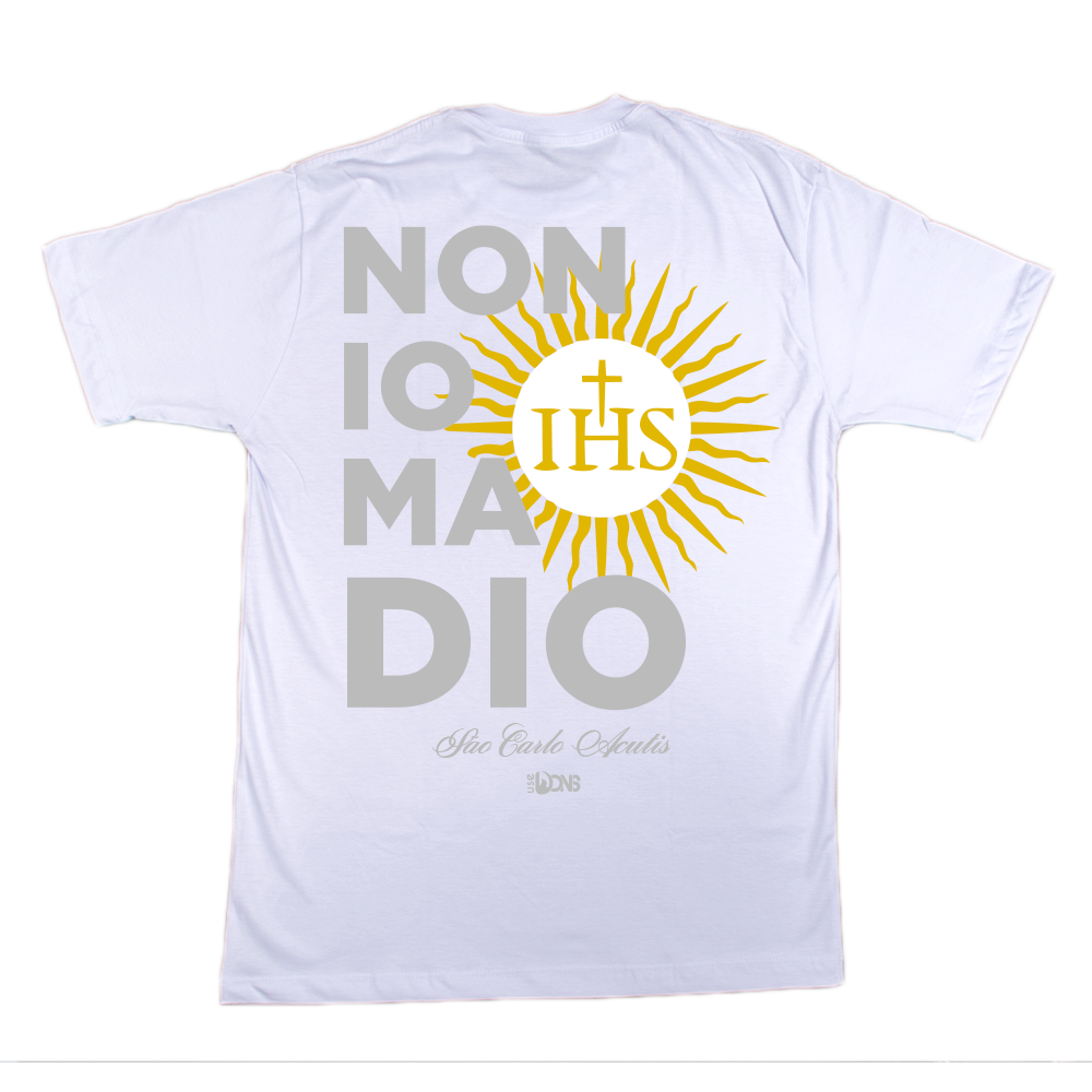 T-Shirt – Saint Carlo Acutis “Not I, but God” - White