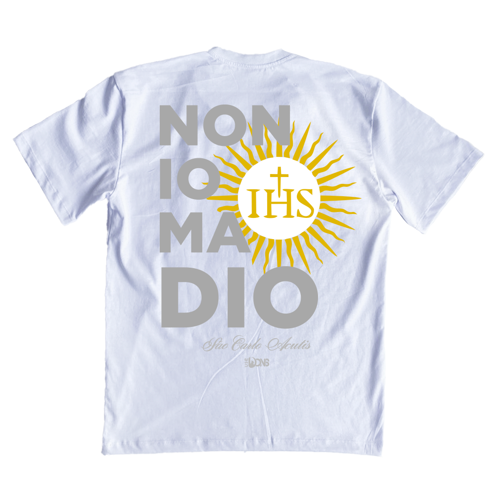 Oversized T-Shirt – Saint Carlo Acutis “Not I, but God” - White