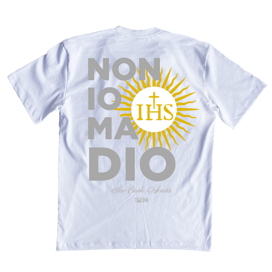 Oversized T-Shirt – Saint Carlo Acutis “Not I, but God” - White