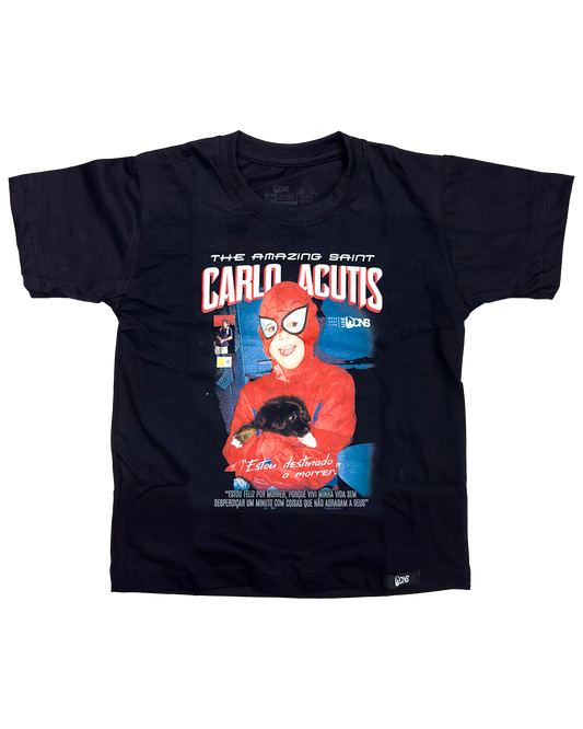 Kids T-Shirt – Saint Carlo Acutis Superhero - Black