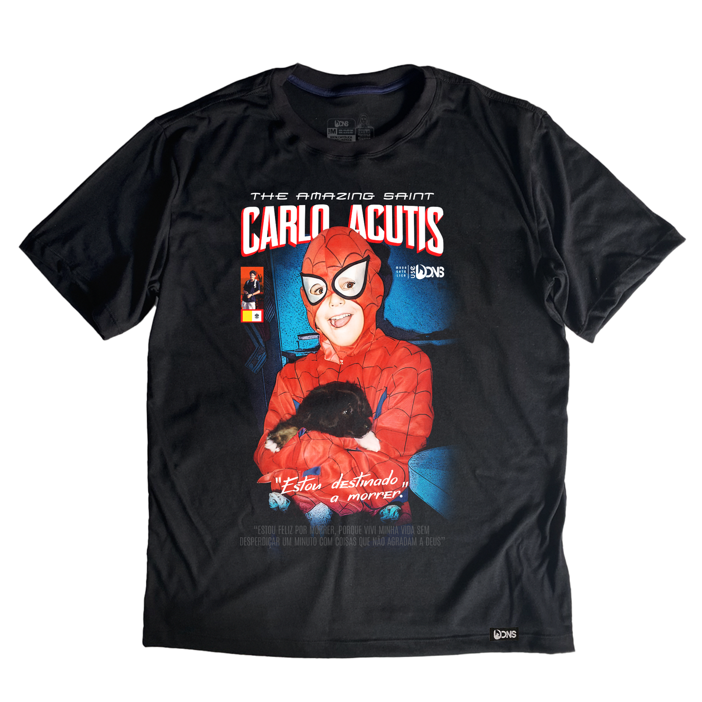 Oversized T-Shirt – Saint Carlo Acutis Superhero - Black