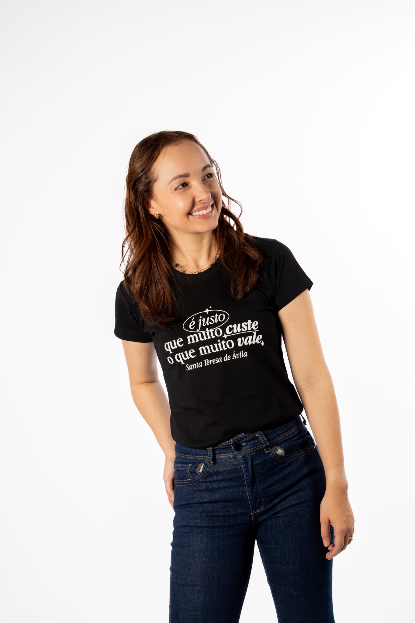 Women’s Fitted Tee É justo que muito custe - Santa Teresa d'Ávilla ref 3257