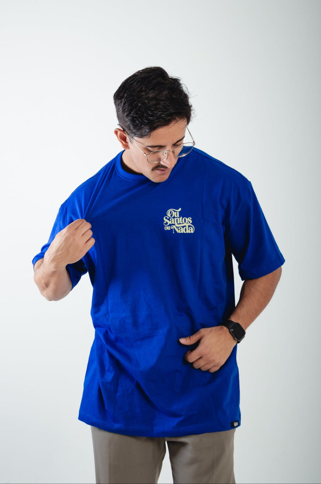 Camiseta Oversized Ou Santos ou Nada - Azul ref 3201