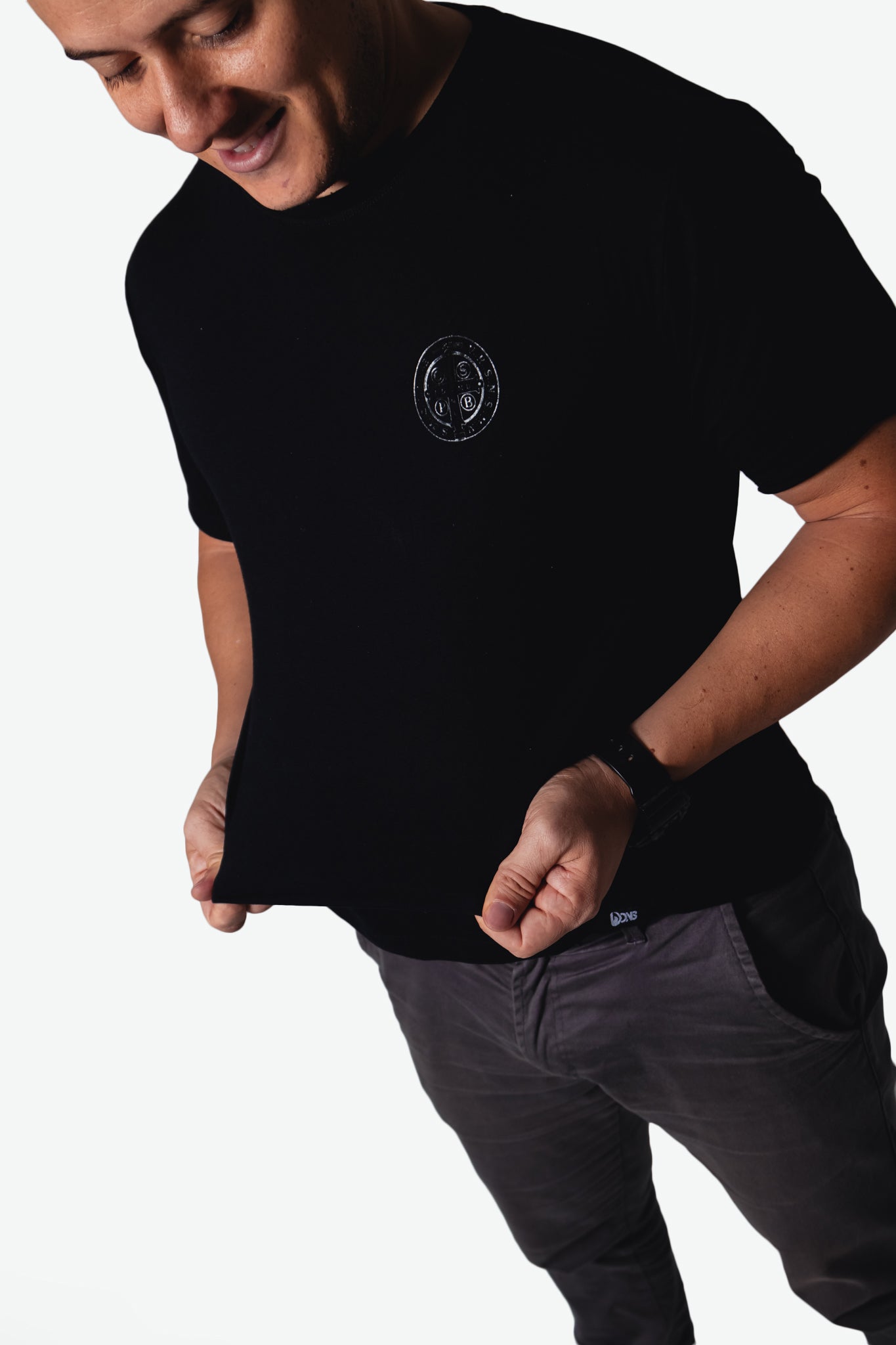 Minimalist Saint Benedict T-Shirt - Black