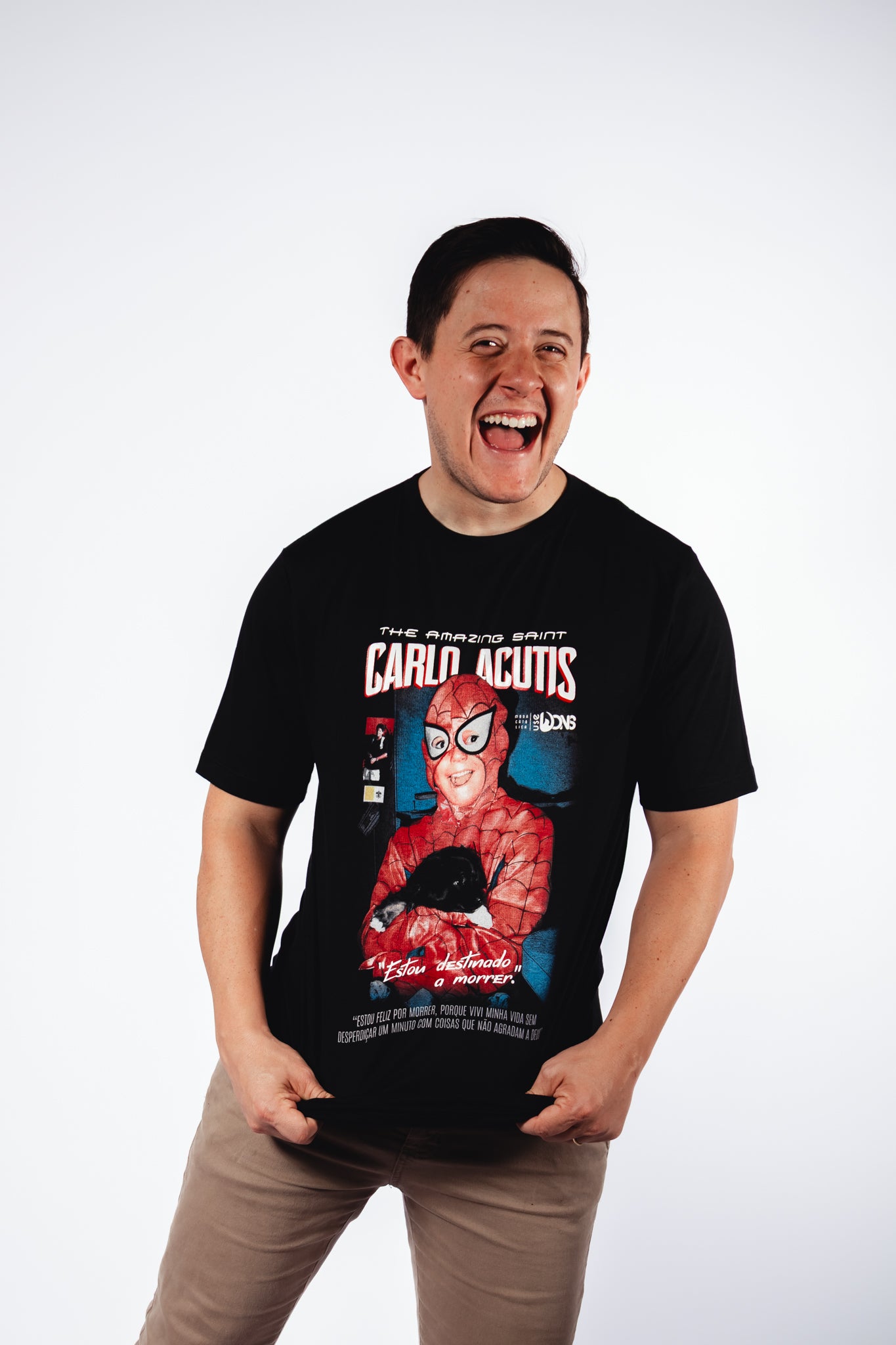 Saint Carlo Acutis Superhero T-Shirt - Black