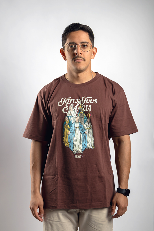 Oversized T-Shirt – Totus Tuus Mary - Brown - Ref. 3225