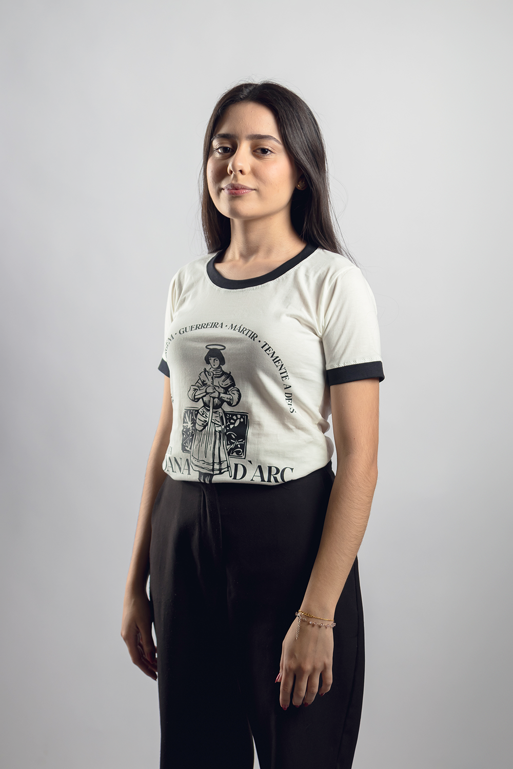 Women’s Fitted Tee – Saint Joan of Arc - Black - Ref. 3230