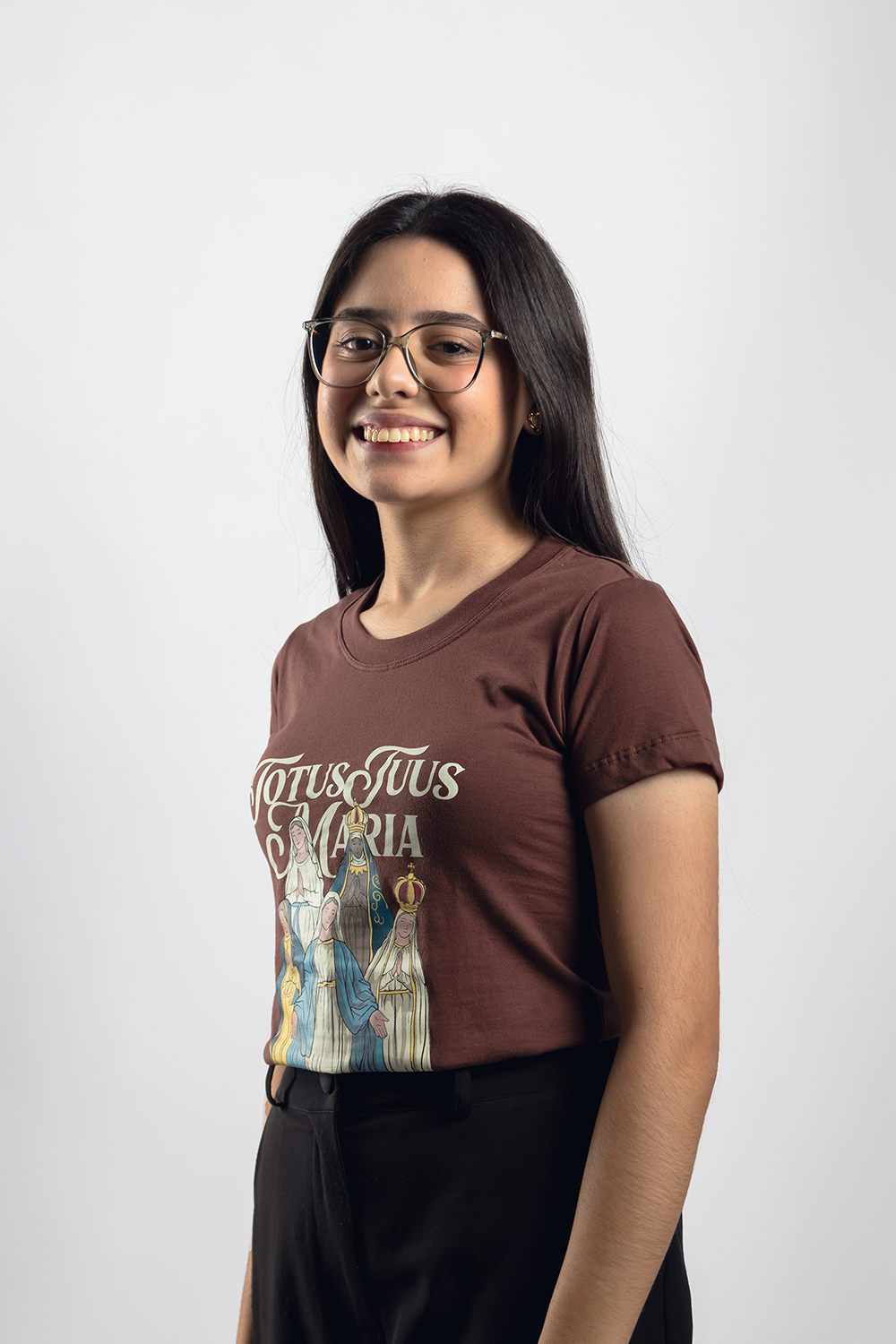 Women’s Fitted Tee – Totus Tuus Mary - Brown - Ref. 3225