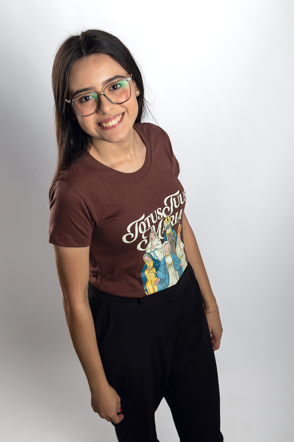 Women’s Fitted Tee – Totus Tuus Mary - Brown - Ref. 3225