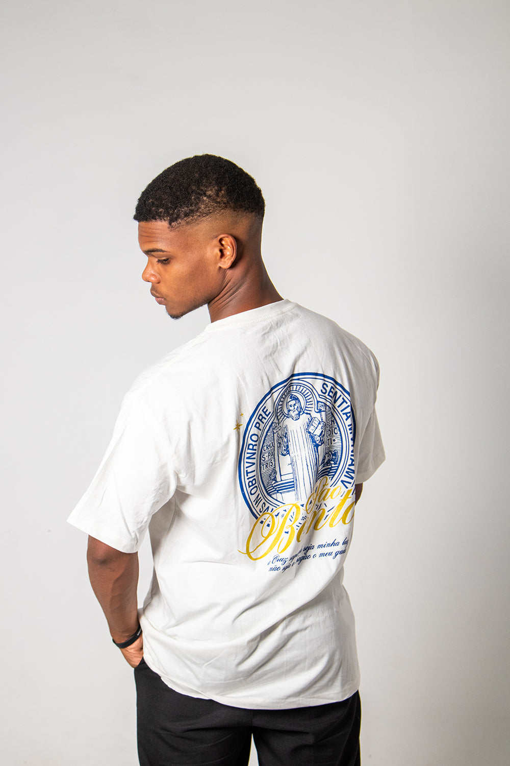 Oversized T-Shirt – Saint Benedict Medallion - Off White