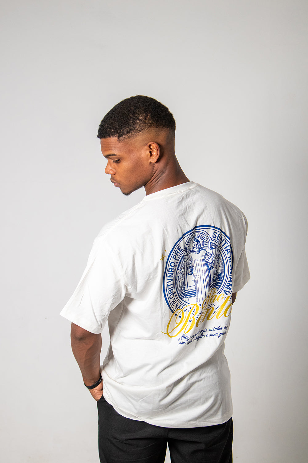 Oversized T-Shirt – Saint Benedict Medallion - Off White