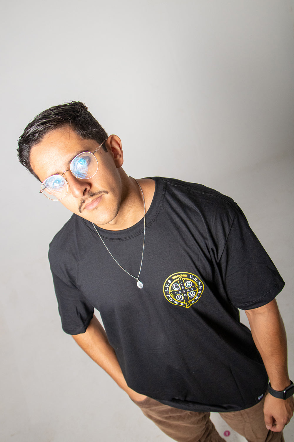 Oversized T-Shirt – Saint Benedict Medallion - Black - Ref. 3226