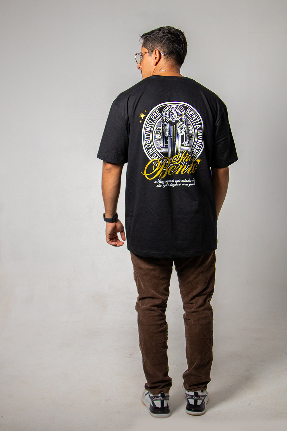 Oversized T-Shirt – Saint Benedict Medallion - Black - Ref. 3226