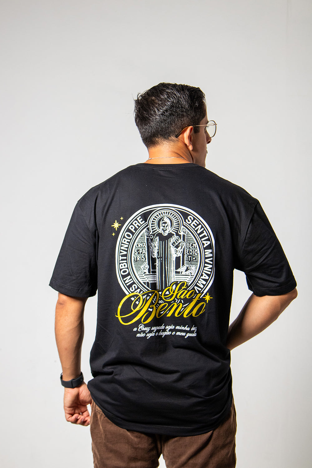 Oversized T-Shirt – Saint Benedict Medallion - Black - Ref. 3226