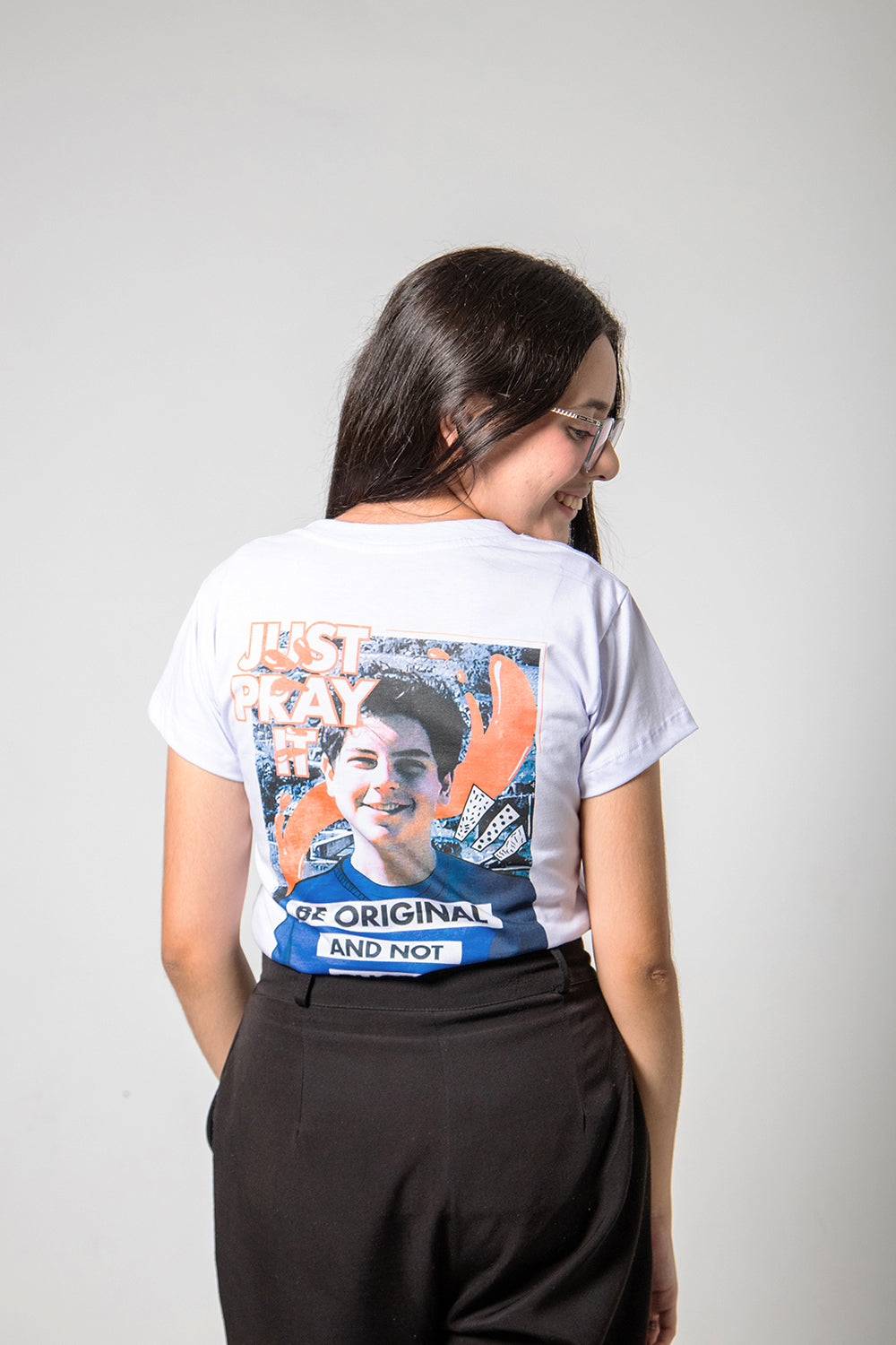 Women’s Fitted Tee – Carlo Acutis Photocopy