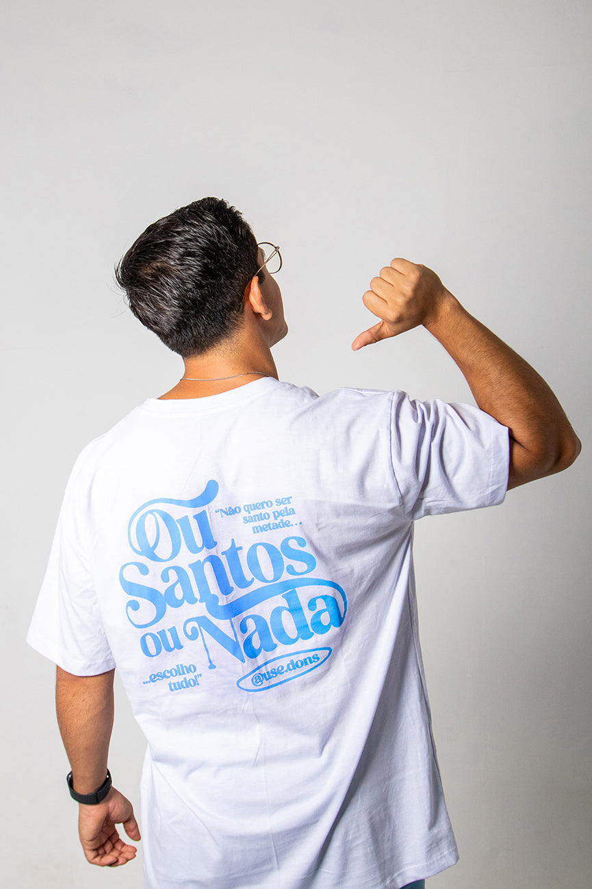 Camiseta Oversized Ou Santos ou Nada - Branco ref 3201