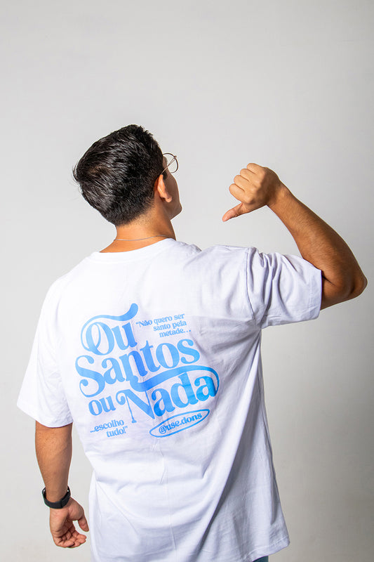 Camiseta Oversized Ou Santos ou Nada - Branco ref 3201