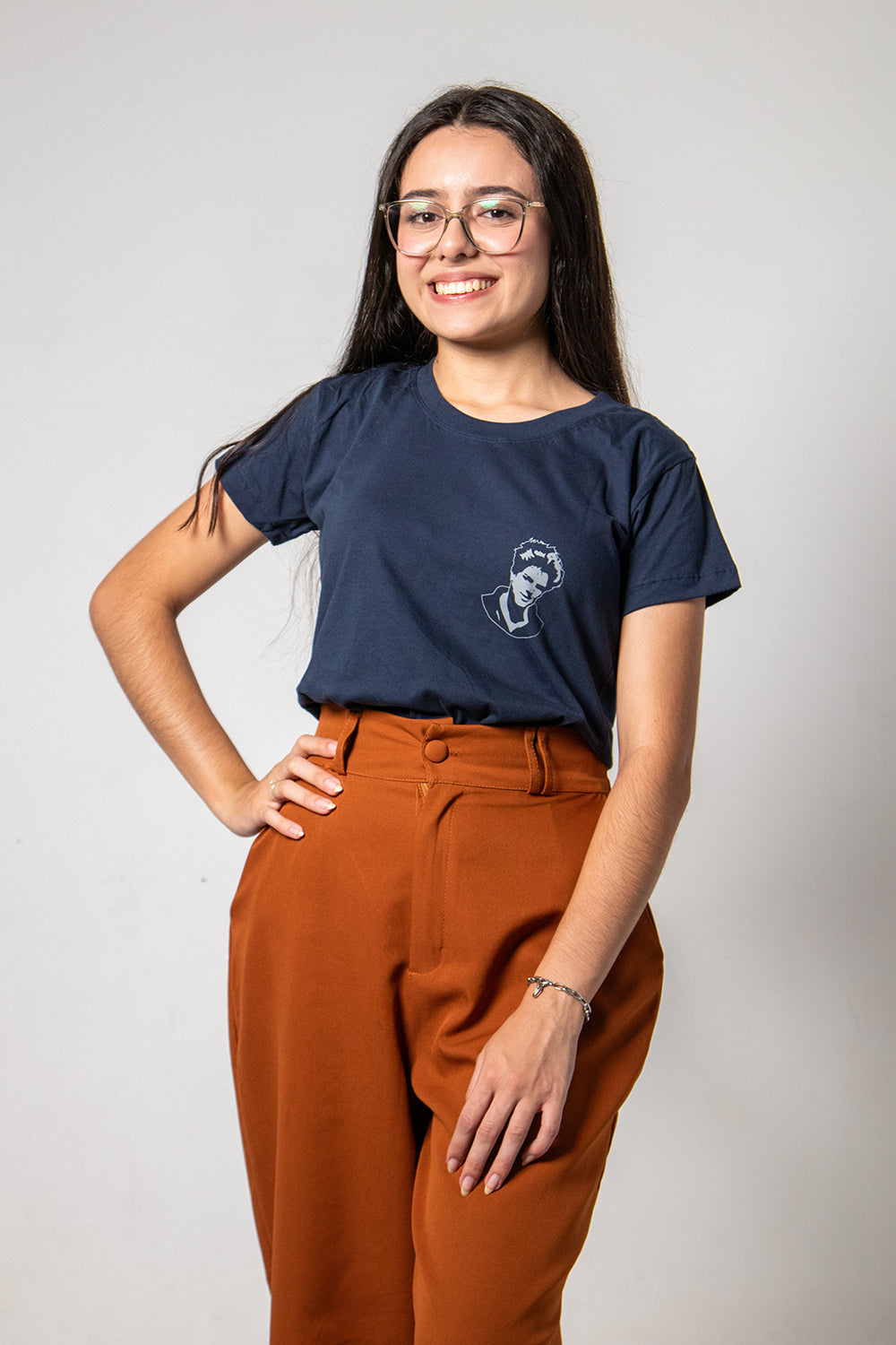 Women’s Fitted Tee – Saint Carlo Acutis “Not I, but God” - Navy