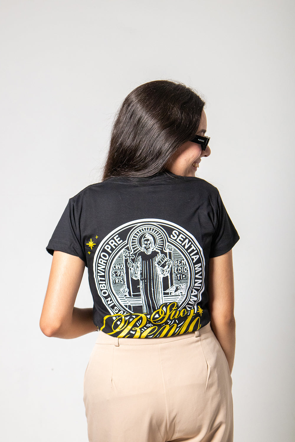 Women’s Fitted Tee – Saint Benedict Medallion - Black - Ref. 3226