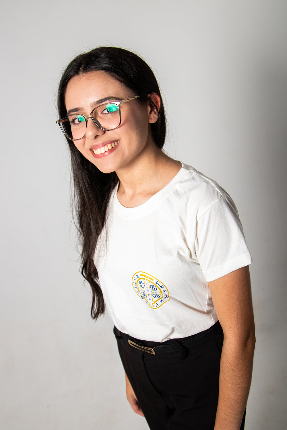 Women’s Fitted Tee – Saint Benedict Medallion - Off White - Ref. 3226