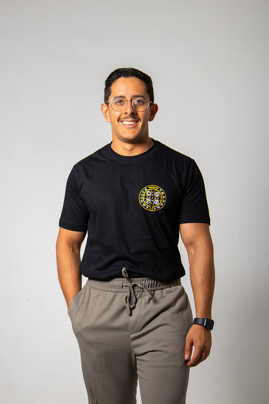 Saint Benedict Medallion T-Shirt - Black