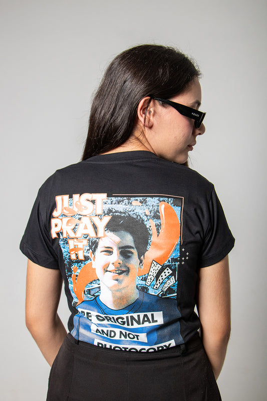 Women’s Fitted Tee – Carlo Acutis Photocopy