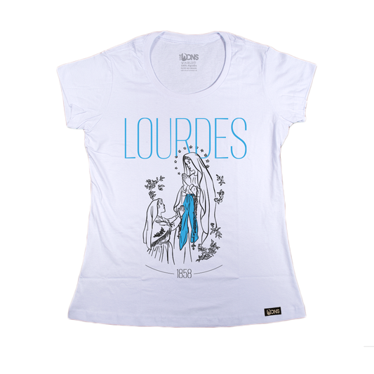 Women’s Fitted Tee – Our Lady of Lourdes - White