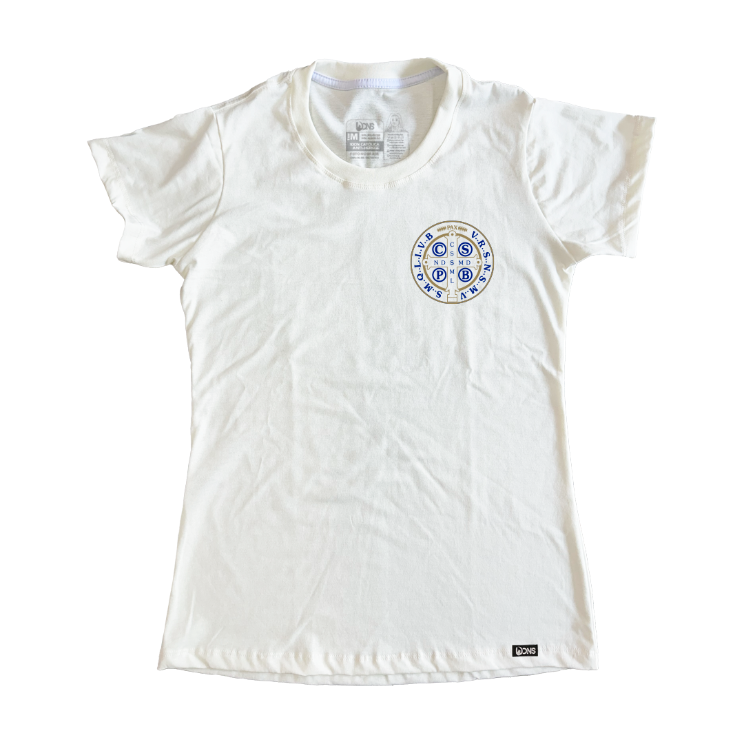 Women’s Fitted Tee – Saint Benedict Medallion - Off White - Ref. 3226