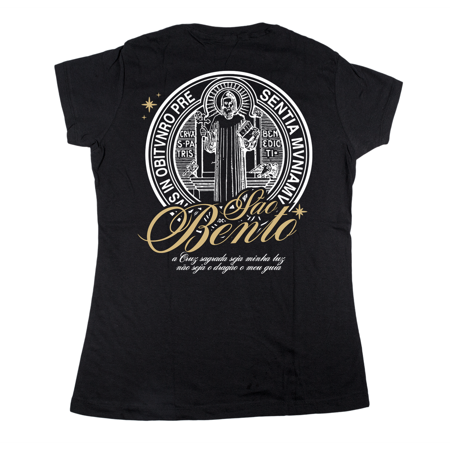 Women’s Fitted Tee – Saint Benedict Medallion - Black - Ref. 3226
