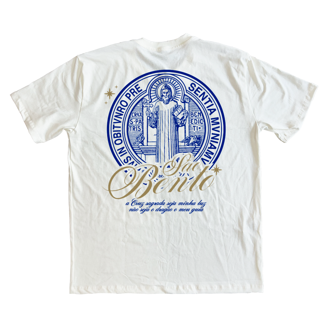 Oversized T-Shirt – Saint Benedict Medallion - Off White