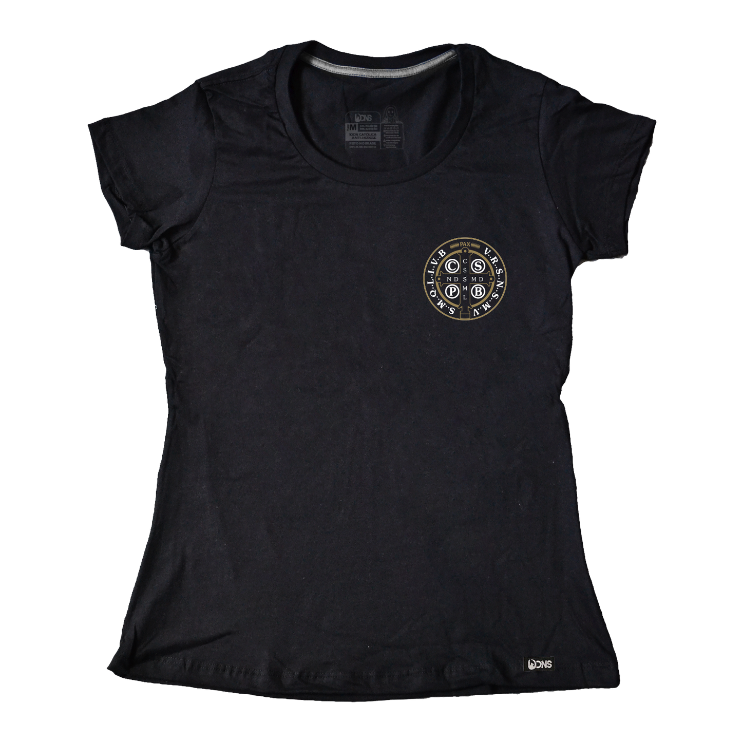 Women’s Fitted Tee – Saint Benedict Medallion - Black - Ref. 3226