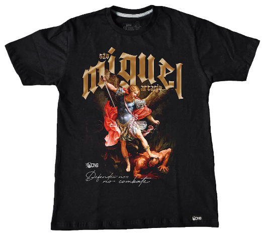 Camiseta Infantil São Miguel Arcanjo 'Combate' - Preto ref 3222
