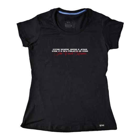 Women’s Fitted Tee São Carlo Acutis Foto - Preto ref 3254