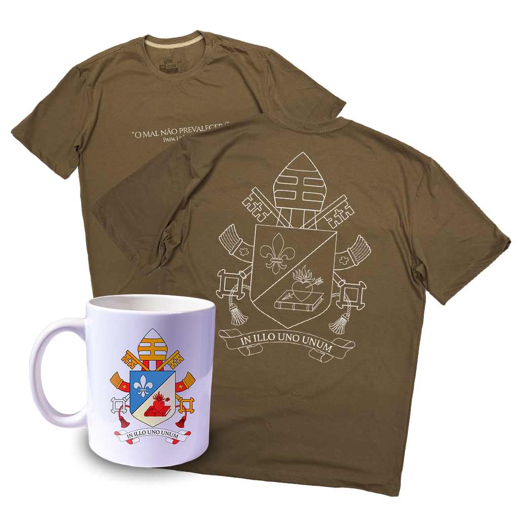 Kit Oversized O mal não prevalecerá - papa Leão XIV + Caneca ref 3243