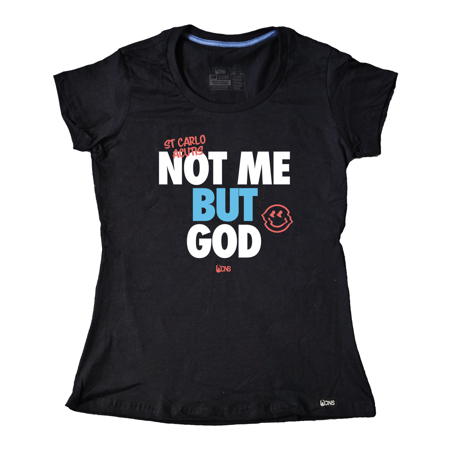 Women’s Fitted Tee Acutis 'Not me but God' - Preto ref 3252